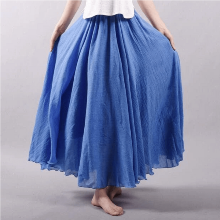 Bohemian dames linnen maxi rok, casual en comfortabel, ideaal als zomerrok of strandkleding.