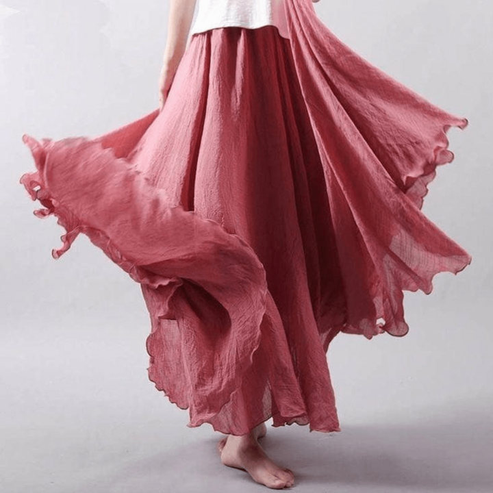 Dames elegante maxi rok van linnen, perfect voor een casual of bohemian zomerlook.