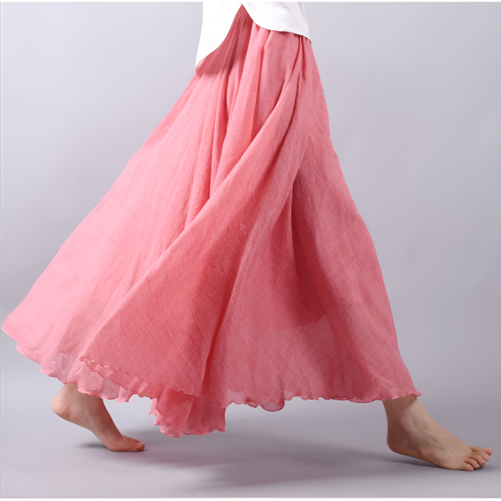 Casual chique linnen maxi rok voor dames, ideaal voor strandkleding of een elegante zomeroutfit.
