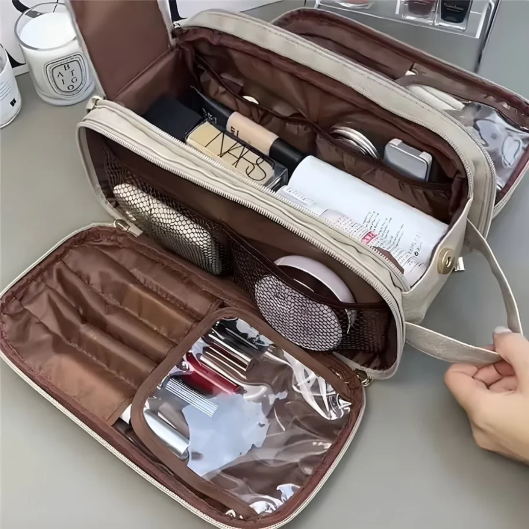 Praktische multifunctionele toilettas voor cosmetica en make-up. Handige organizer voor reizen.