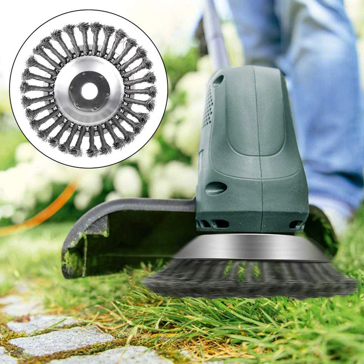 Innovatieve trimmerkop met flexibele staaldraden voor zwaar werk in de tuin, onmisbaar bij onkruidverwijdering.