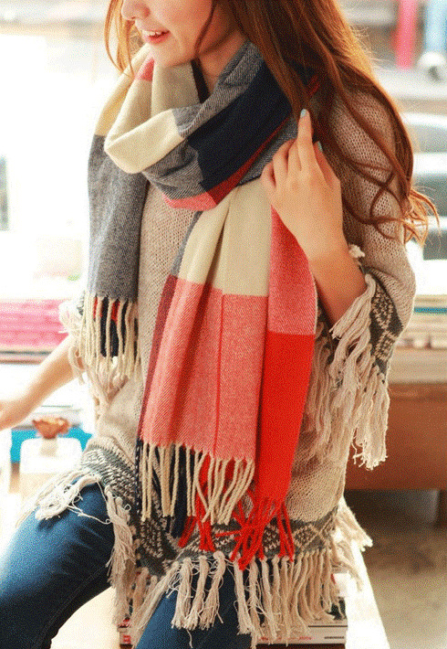 Coleen kasjmier sjaal met ruitenpatroon in beige, 180x50 cm, modieuze en warme winteraccessoire voor dames.