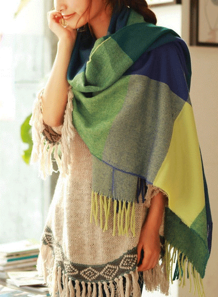 Coleen kasjmier sjaal met ruitenpatroon in beige, 180x50 cm, modieuze en warme winteraccessoire voor dames.