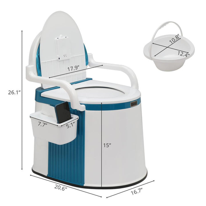 Veelzijdig ComforLoo draagbaar toilet; een comfortabele commode, camping- en noodtoilet voor elke situatie.