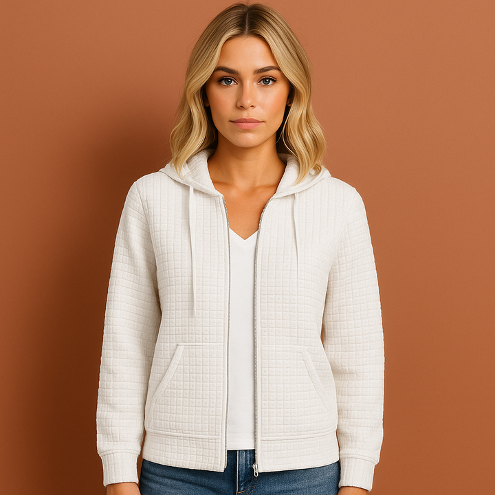 Casual dames sweatshirt met volledige rits en capuchon, veelzijdig en comfortabel voor elke dag.