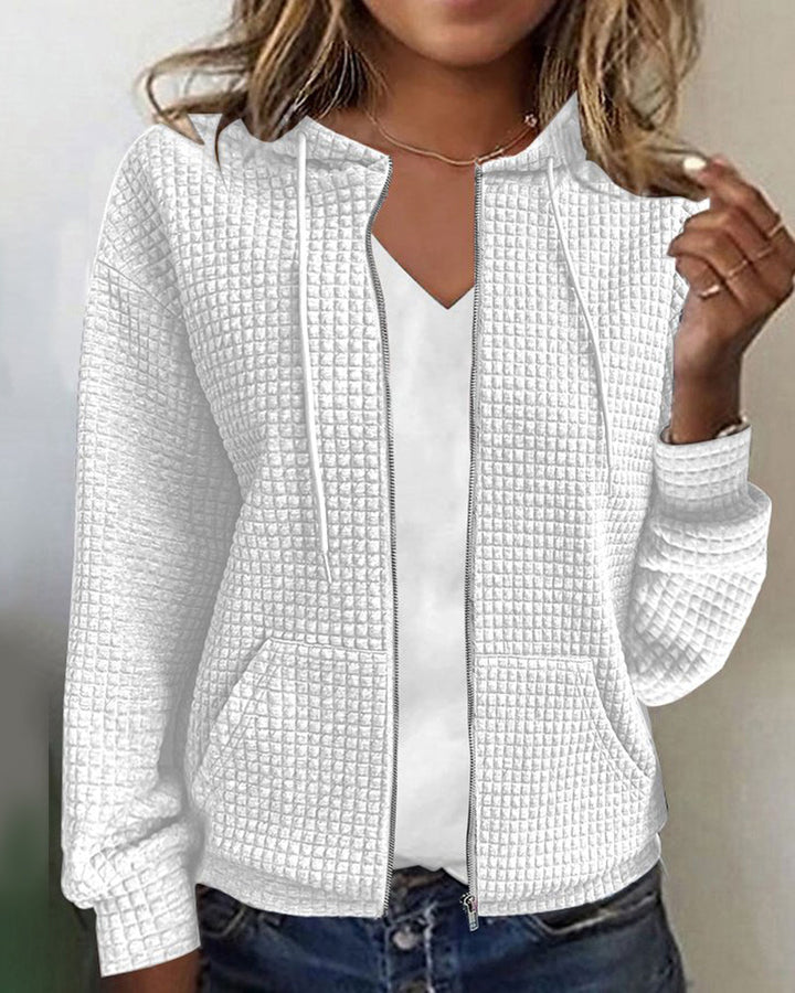Casual damesvest in nieuwe collectie, met capuchon en zakken, veelzijdig en comfortabel.