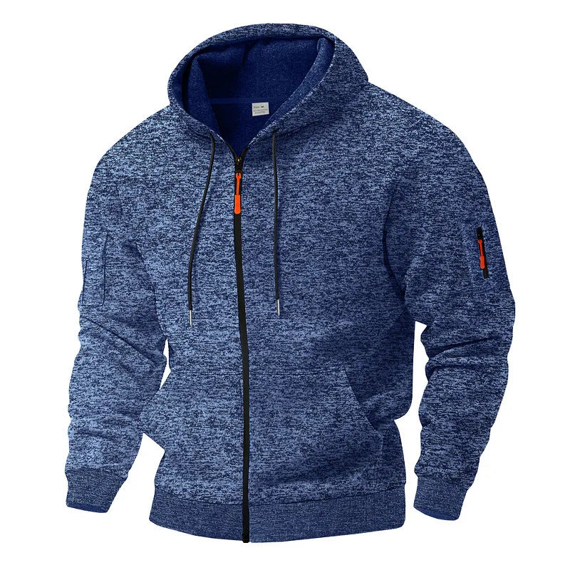Comfortabel heren vest met capuchon en rits. Ideaal als casual bovenkleding voor herfst en lente.