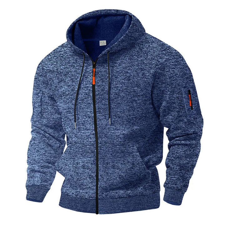 Comfortabel heren vest met capuchon en rits. Ideaal als casual bovenkleding voor herfst en lente.