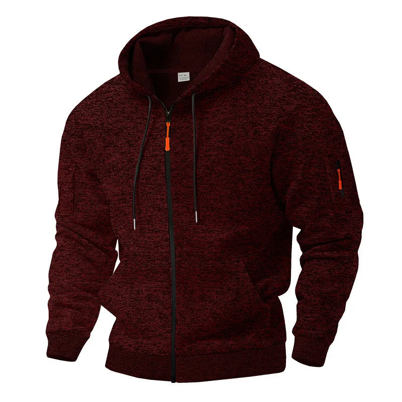 Zacht en warm heren vest met capuchon, ritssluiting. Essentieel voor comfort in herfst en winter.