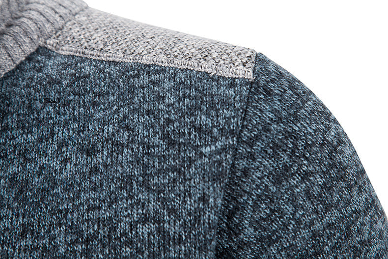 Textuur van een warm en comfortabel heren vest met kraag, kwalitatief gebreide herenmode, zacht en duurzaam.
