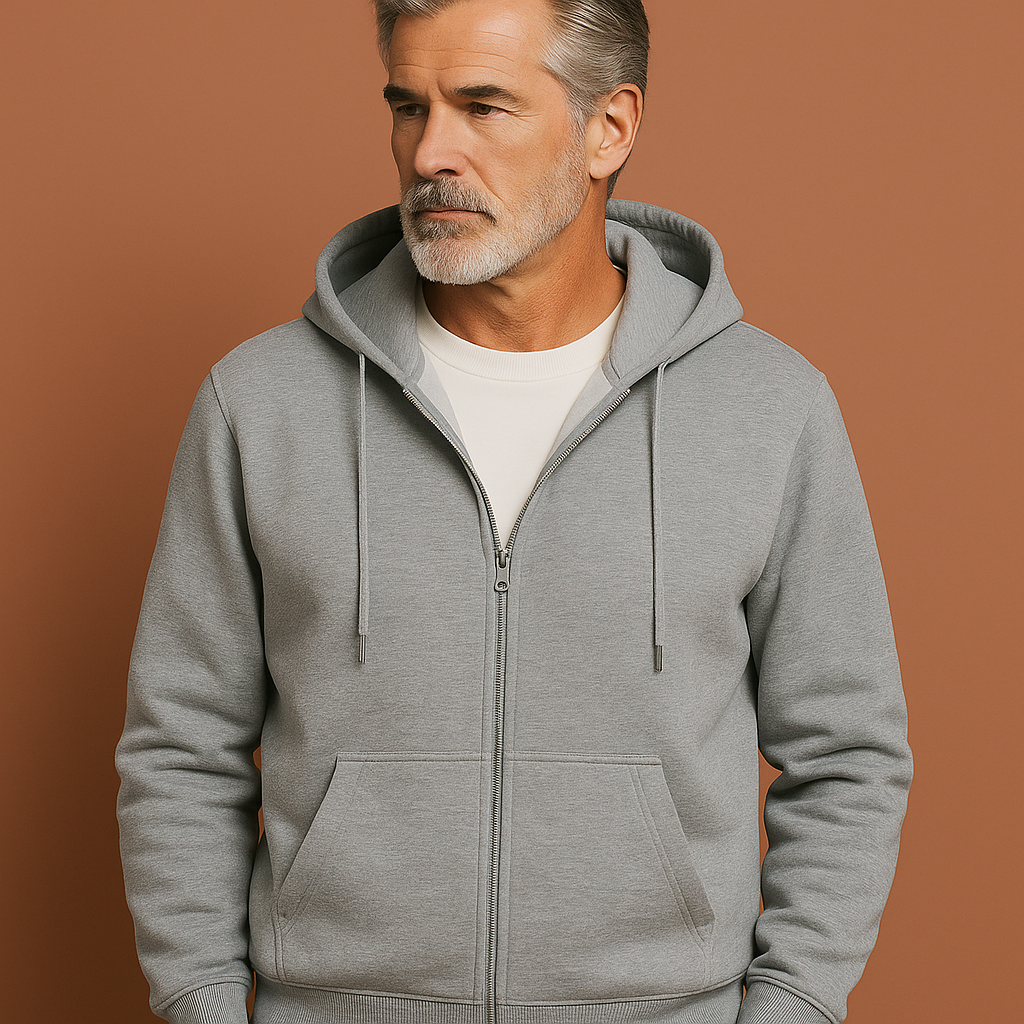 Praktisch heren hoodie vest met volledige rits en capuchon, comfortabel voor koude herfstdagen.