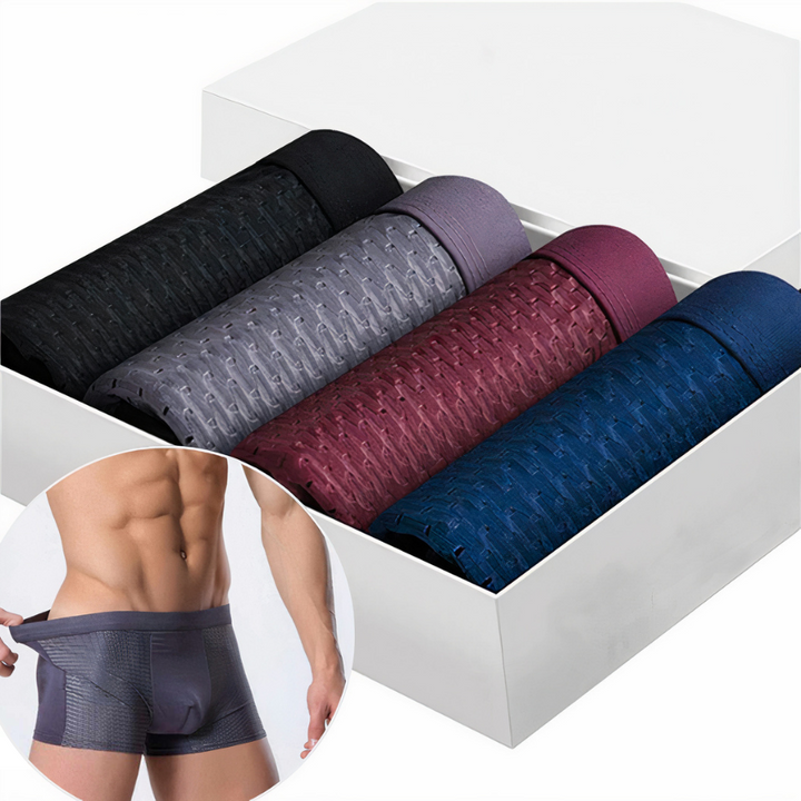 "Comfortabele, ademende bamboevezel boxershorts met zijdezachte textuur, zwart van kleur, ideaal voor dagelijks gebruik."