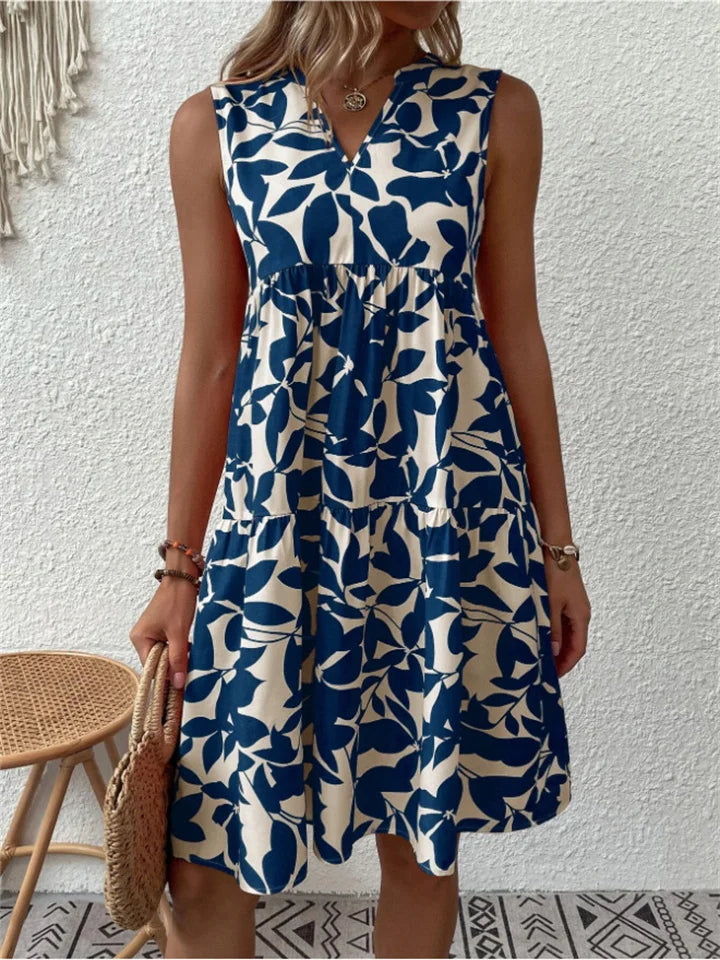 A-lijn bloemen midi jurk voor dames, ideaal voor een casual en comfortabele zomerlook.