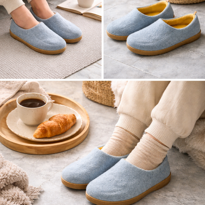 Dames pantoffels met ergonomisch voetbed en harde antislip zool; perfecte warme binnenschoenen voor dames.