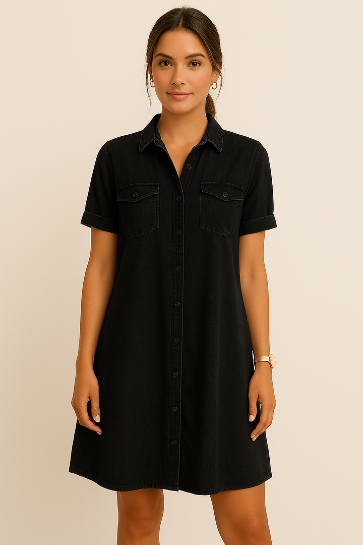 Stijlvolle dames overhemdjurk, perfect als lentejurk of zomerjurk. Veelzijdig en comfortabel voor modieuze looks.