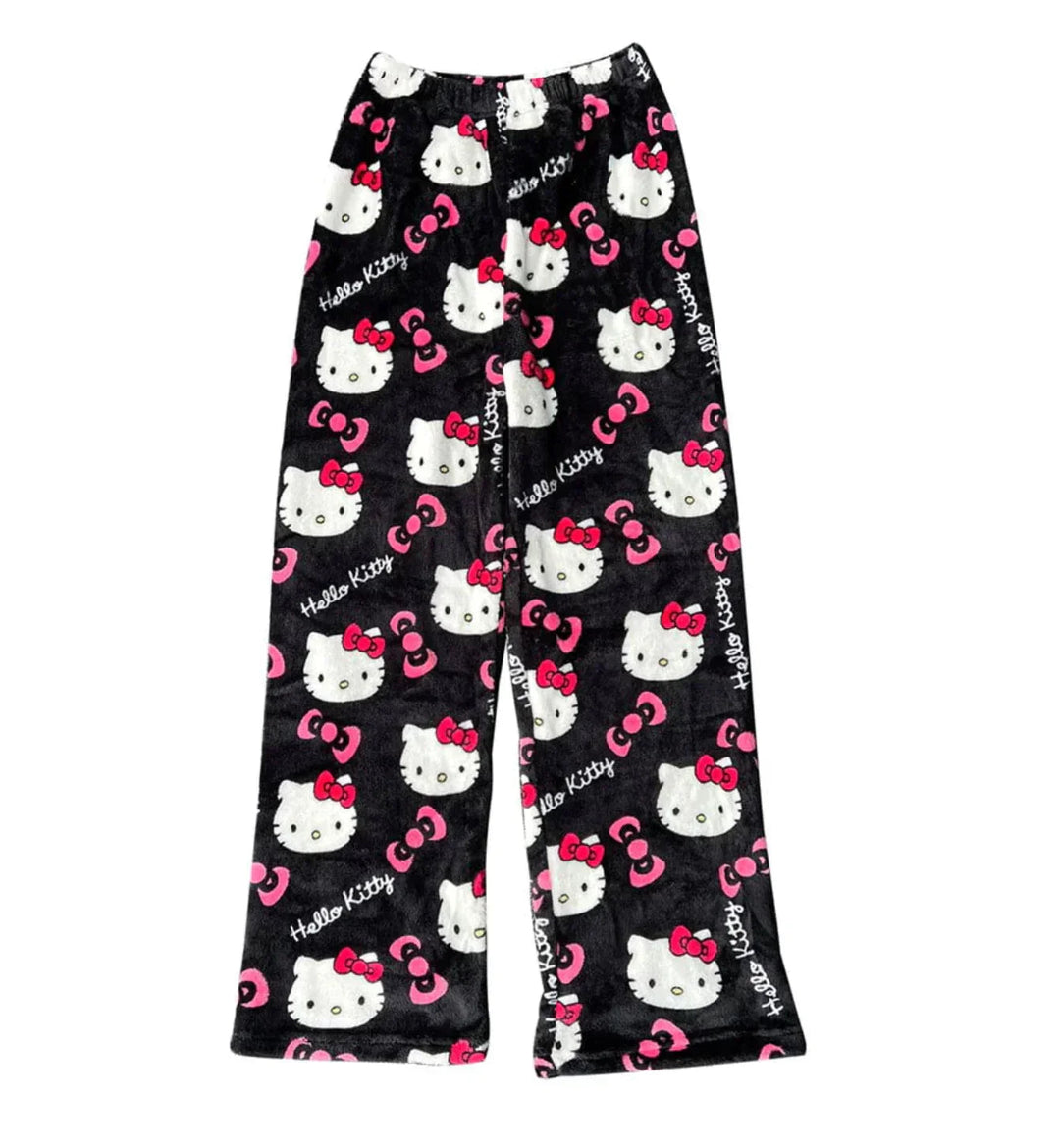 "Comfortabele Hello Kitty dames pyjamabroek, speels design, zacht materiaal, ideaal voor stijlvolle slaapkleding."