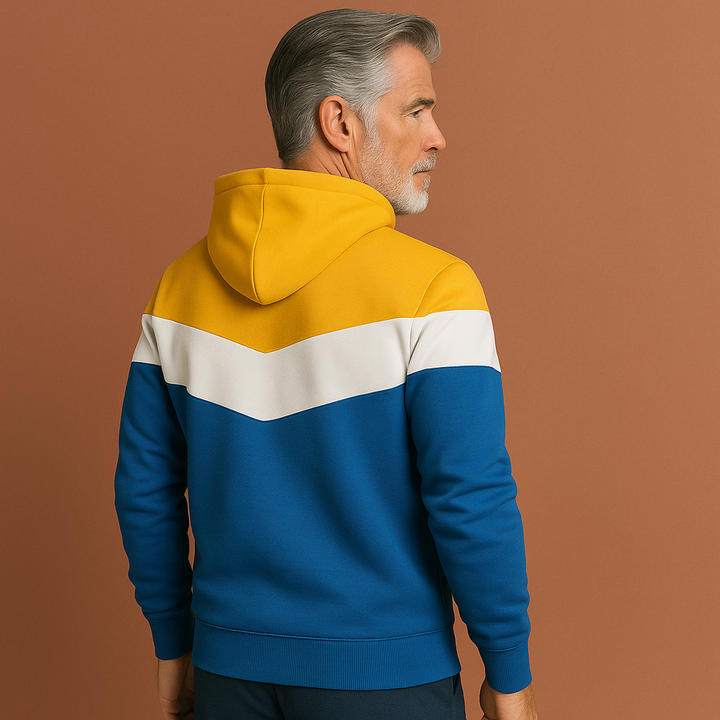 Stijlvolle gele heren hoodie met capuchon, perfect sweatshirt voor een comfortabele casual outfit.