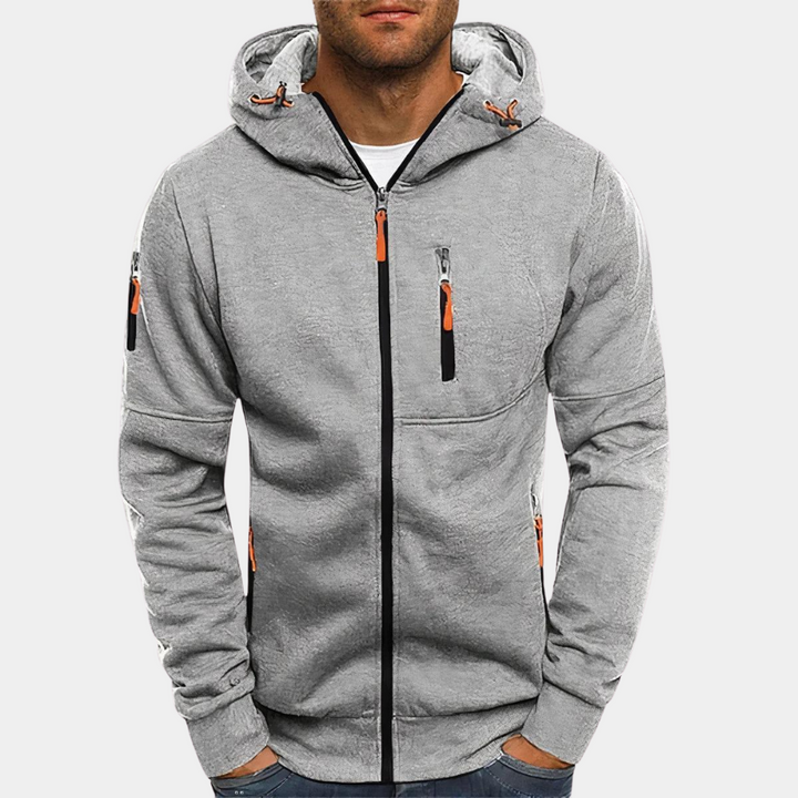 "Comfortabele heren hoodie met rits en capuchon in zwart, blauw, donkergrijs, groen, lichtgrijs en wit"