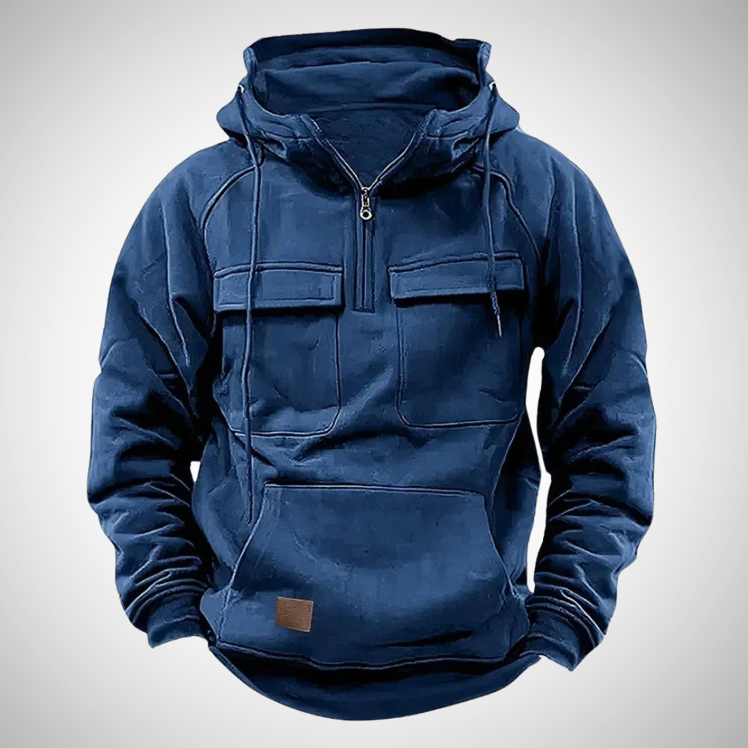 Veelzijdige heren hoodie met rits, verstelbare capuchon en praktische kangoeroezak, geschikt voor elke dag.