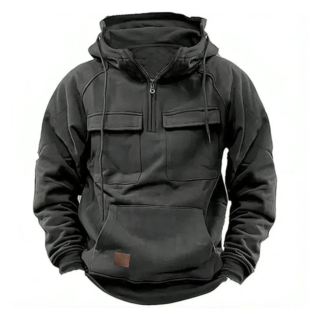 Casual heren hoodie met ritssluiting, kangoeroezak en comfortabele capuchon, een must-have voor mannen.