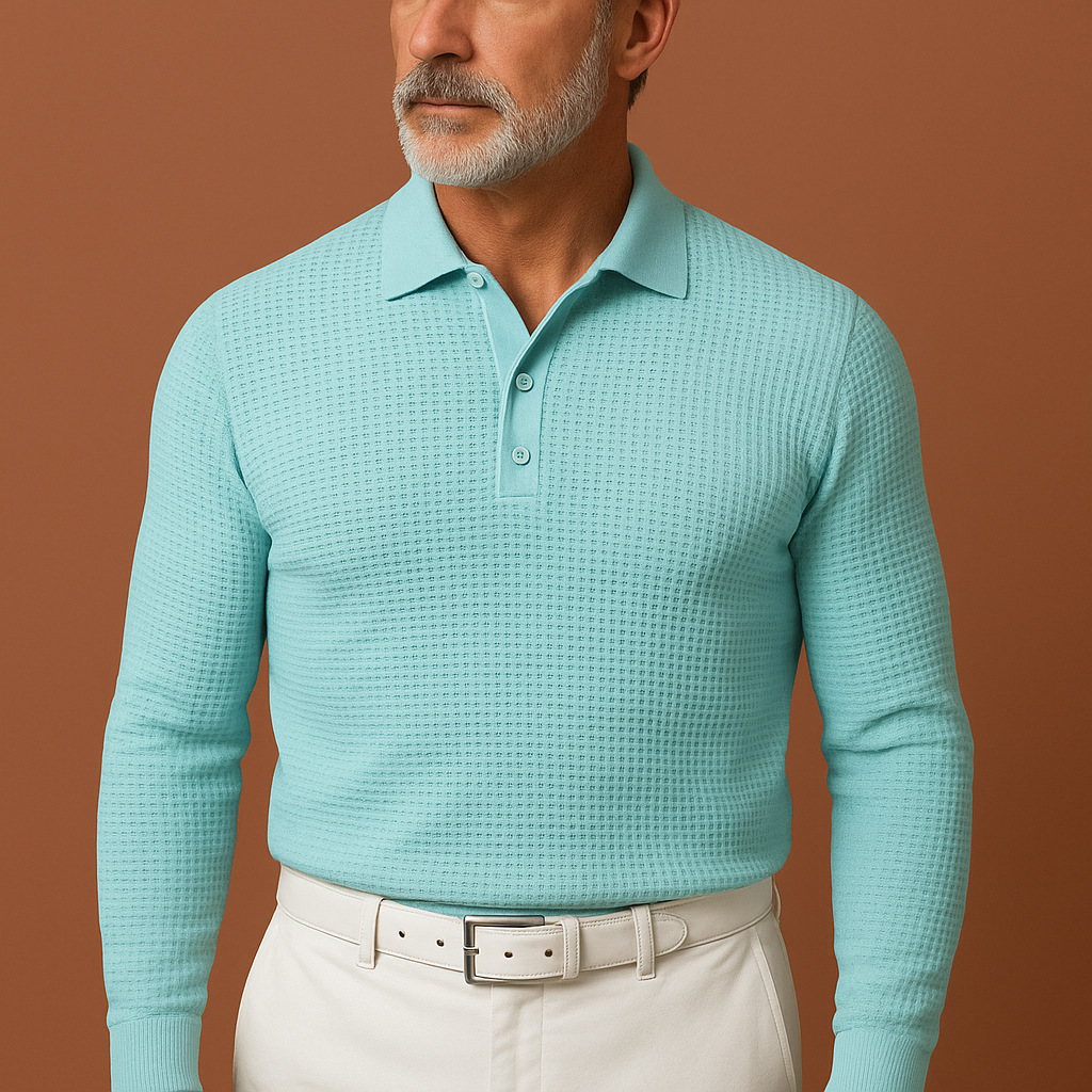 Casual heren polotrui met unieke, stijlvolle kraag; een comfortabele sweater voor dagelijks gebruik.
