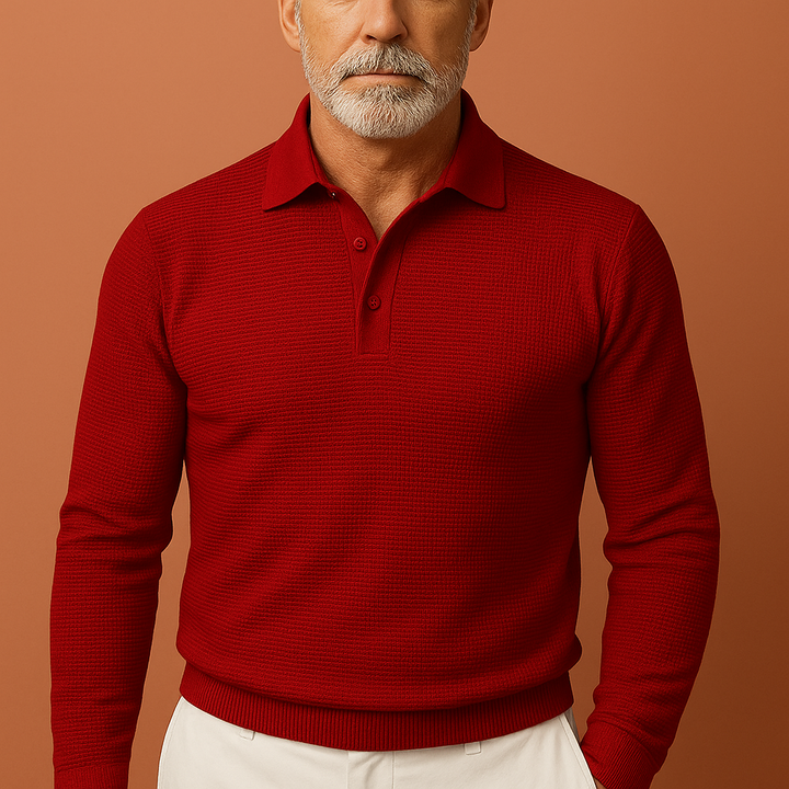 Stijlvolle heren polotrui-sweater; de perfecte mix van een polo en trui voor een moderne en comfortabele uitstraling.