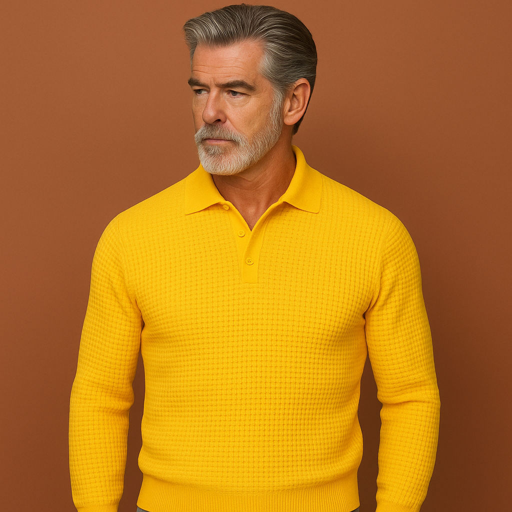 Comfortabele heren sweater/polotrui; de ideale keuze voor een tijdloze, stijlvolle en veelzijdige casual look.