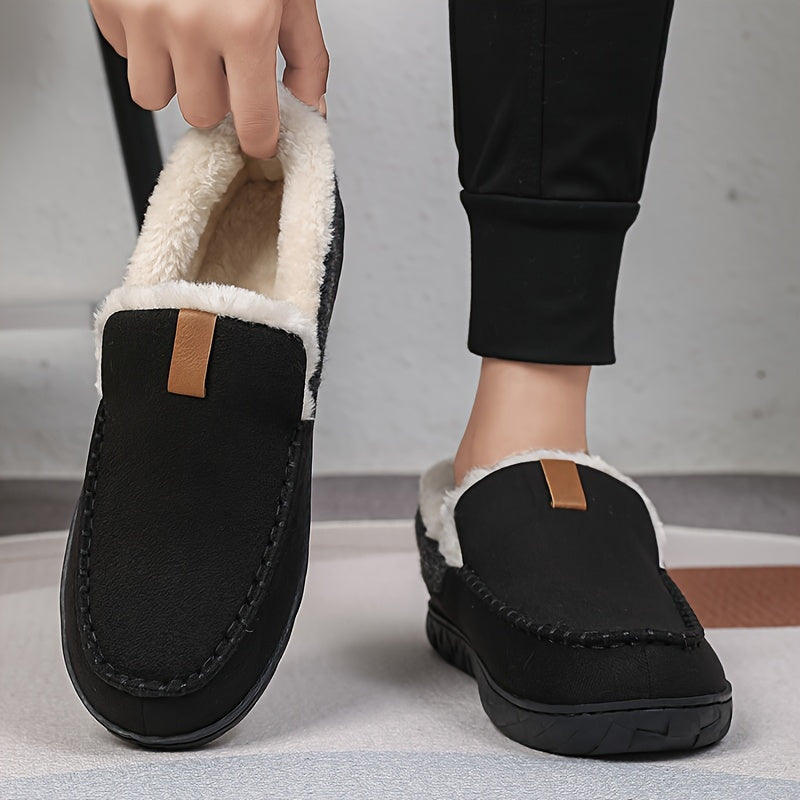 Machinewasbare heren winterpantoffels; warm, flexibel en comfortabel voor binnenshuis comfort.