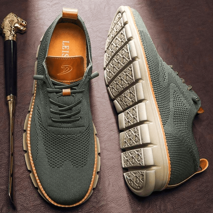 Stijlvolle groene herenschoenen met flexibele zool, perfect voor casual comfort en een moderne look.