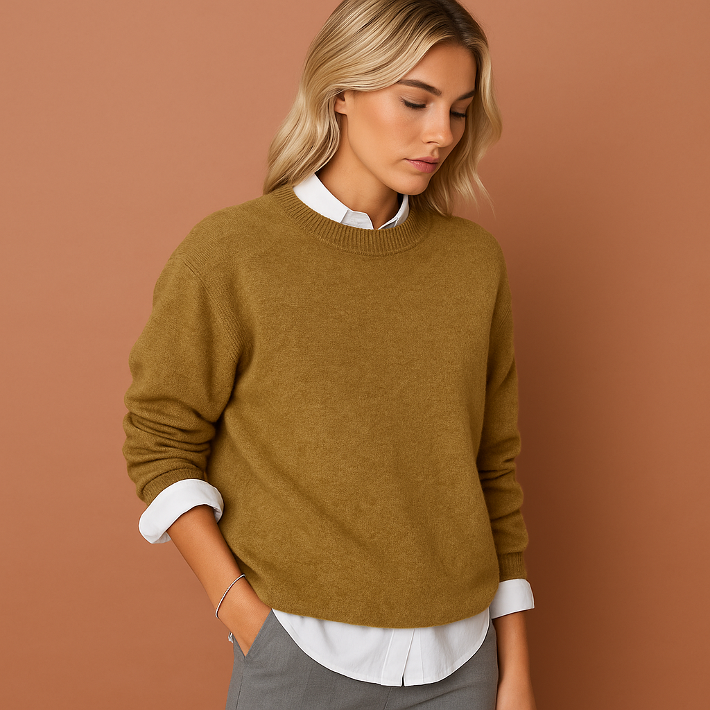 Grijze oversized dames trui, warme pullover voor een casual en trendy look in de koude maanden.