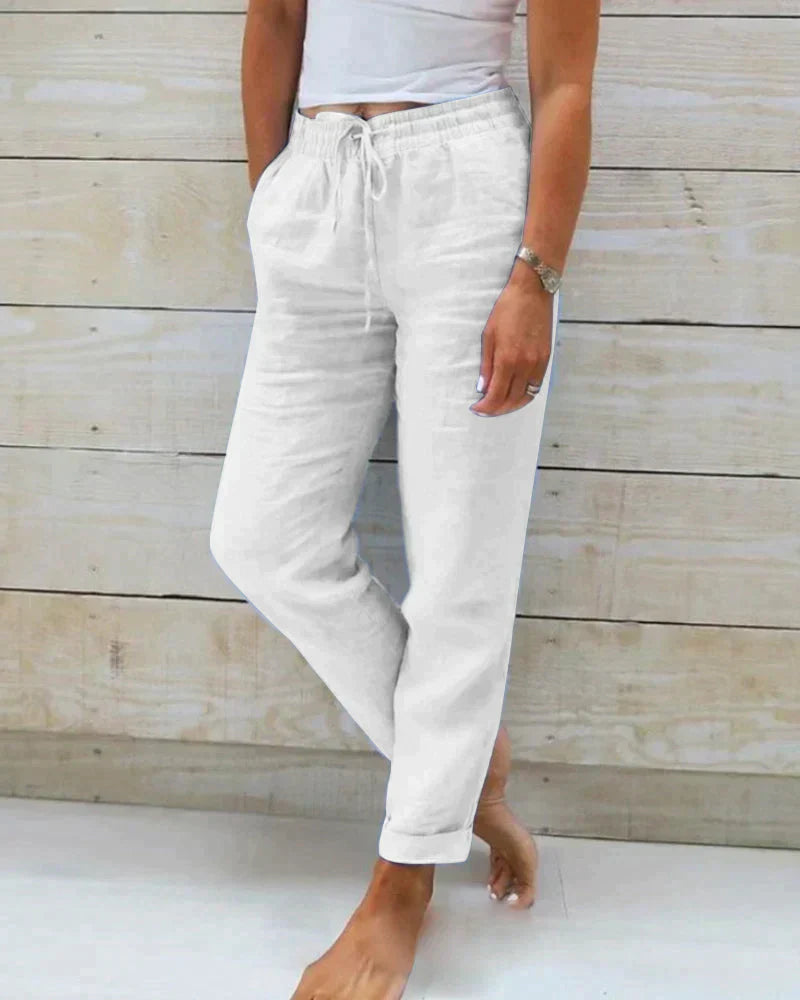 Comfortabele wijde damesbroek, ideaal voor casual lente- en zomerdagen. Stijlvol en veelzijdig.