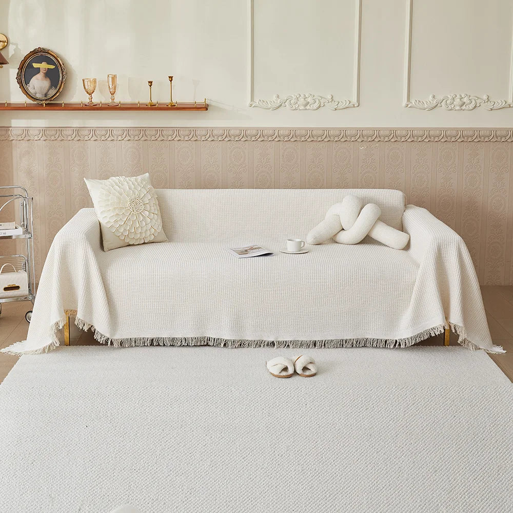 "ComfortWeave bankhoes, ademend en wasbaar, in diverse kleuren voor stijlvolle bescherming van uw meubels."