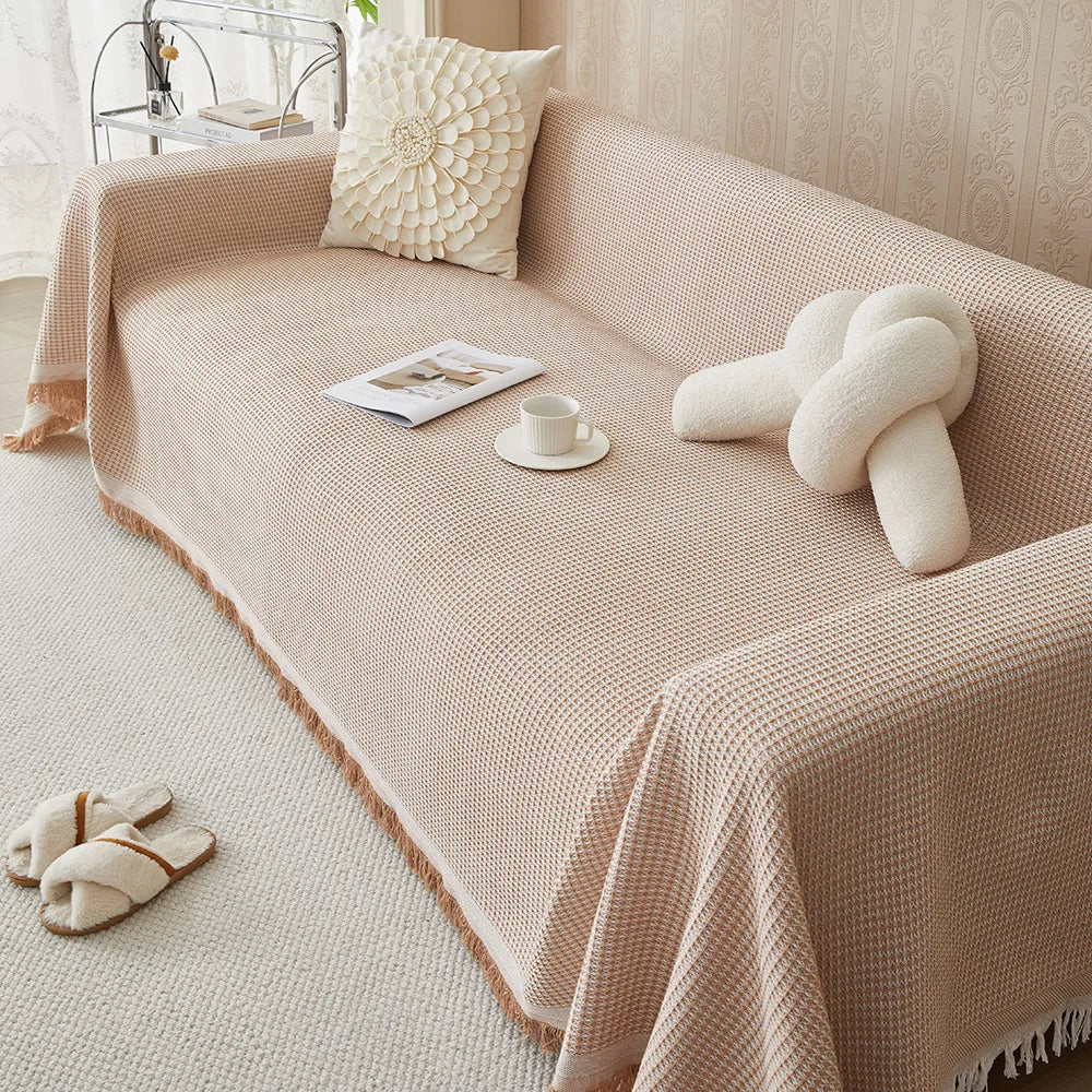 "ComfortWeave bankhoes, ademend en wasbaar, in diverse kleuren voor stijlvolle bescherming van uw meubels."