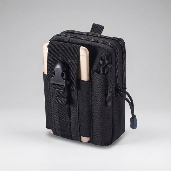 Compact Molle etui, tactische opbergtas voor essentials tijdens outdoor activiteiten of reizen.