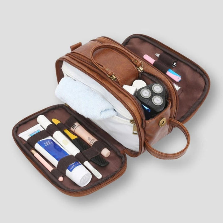 Carryne unisex toilettas met ritsvakken en mesh-pockets voor georganiseerd meenemen van al je reisartikelen.
