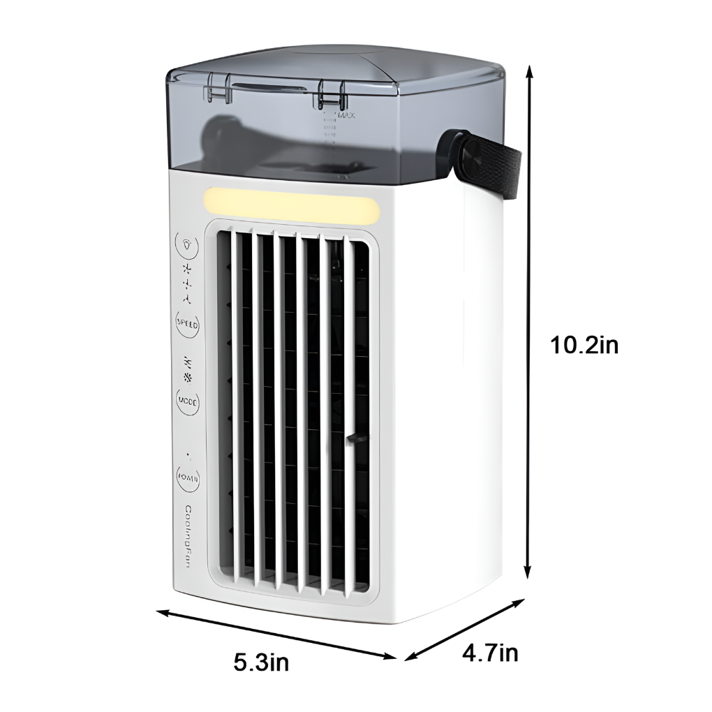 Draagbare airconditioner; compacte persoonlijke koeling voor elke ruimte. Perfect voor de zomermaanden.