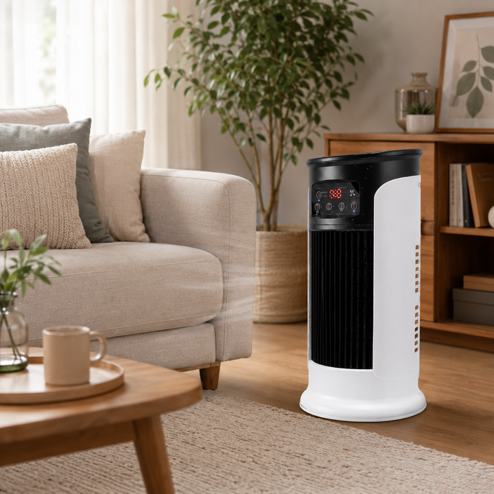 Compacte draagbare airconditioner voor snelle verkoeling thuis of op kantoor. Eenvoudig te verplaatsen.