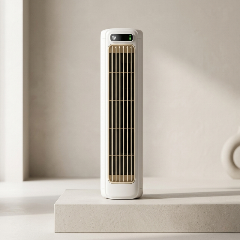 Compacte draagbare USB ventilator, oplaadbaar, perfect als stille tafelventilator voor thuiswerk of kantoor.