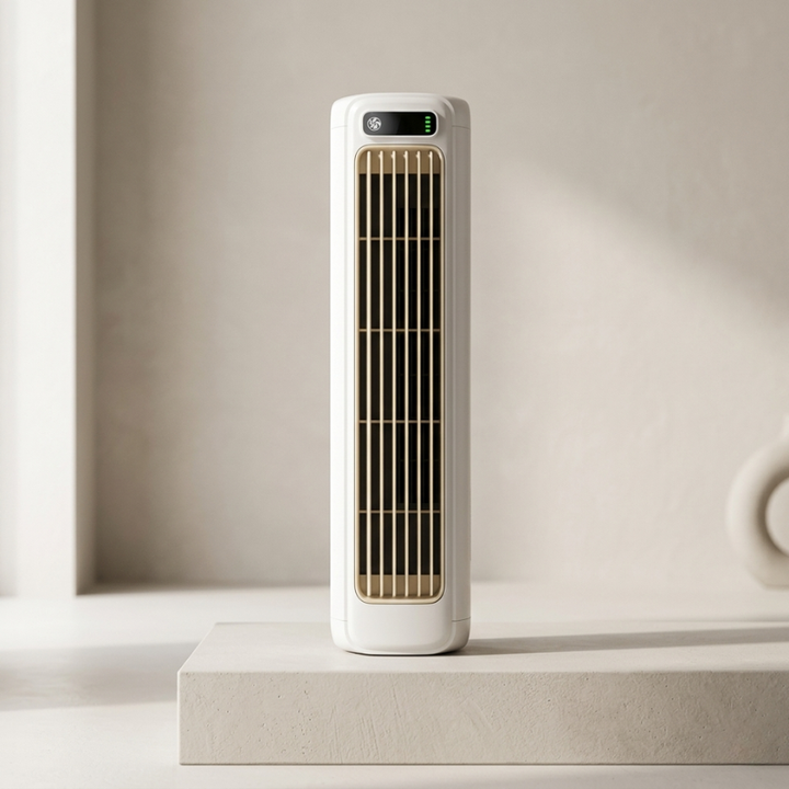 Compacte draagbare USB ventilator, oplaadbaar, perfect als stille tafelventilator voor thuiswerk of kantoor.