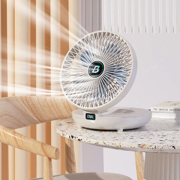 Draagbare mini ventilator, USB oplaadbaar, voor verkoeling tijdens reizen, wandelen of op vakantie in de zomer.