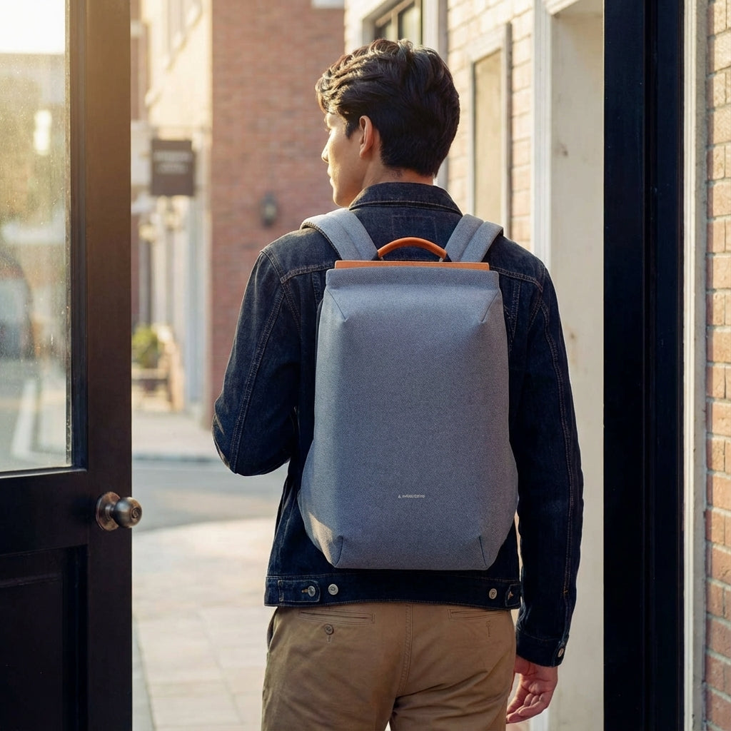 Compacte heren laptoprugzak FlexPorter 15 inch, stijlvol design perfect voor dagelijks gebruik en pendelen.