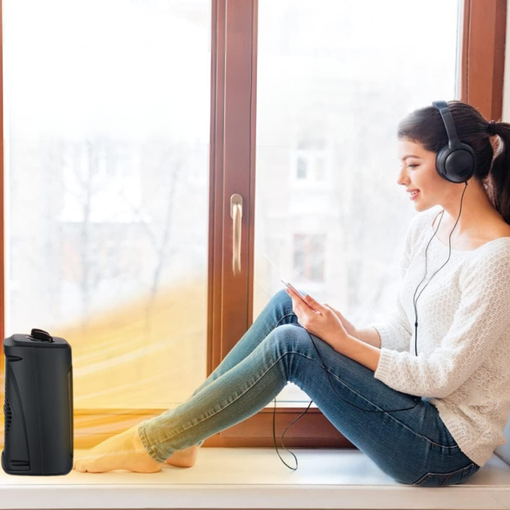 Draagbare keramische ventilatorkachel voor compacte en snelle thuisverwarming; ideaal voor kleine ruimtes.