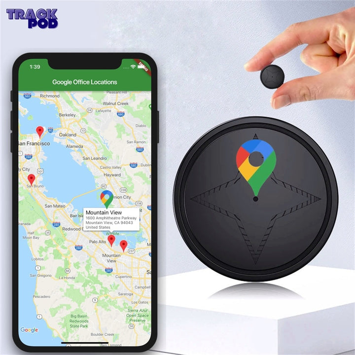 Compacte magnetische GPS-tracker voor voertuigen, zwart veldachtig ontwerp, ideale realtime beveiligingstracer.