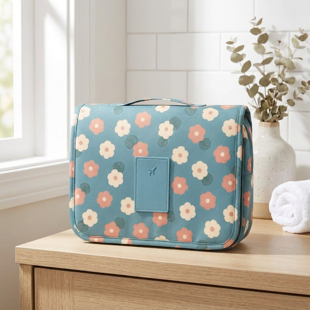 Compacte Toiletryx reistoilettas, ideaal voor georganiseerd reizen. Handige opberg organizer voor onderweg.