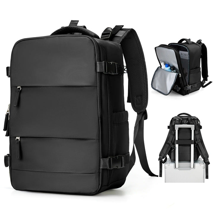 Compacte uniseks reisrugzak in zwart, ideaal als lichtgewicht handbagage voor elke reis. Veelzijdig en duurzaam.