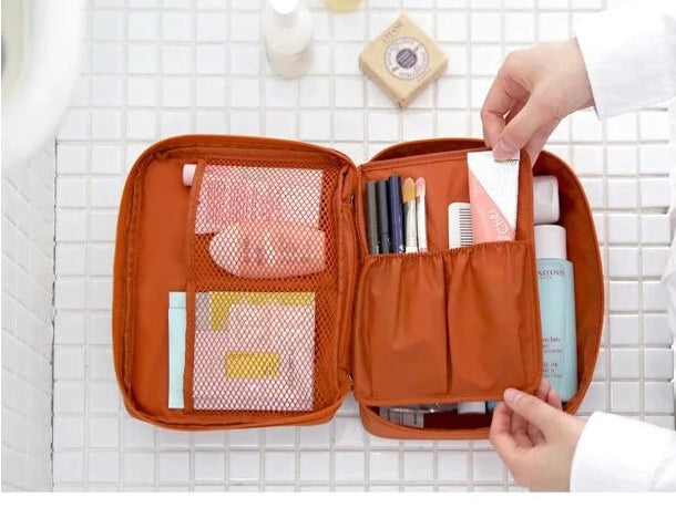Dames compacte waterdichte make-up organizer, perfect voor cosmetica op reis.