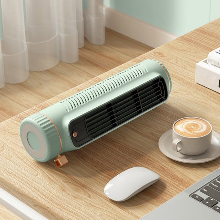 Witte bladloze USB torenventilator, krachtige persoonlijke koeling voor op je bureau of nachtkastje.