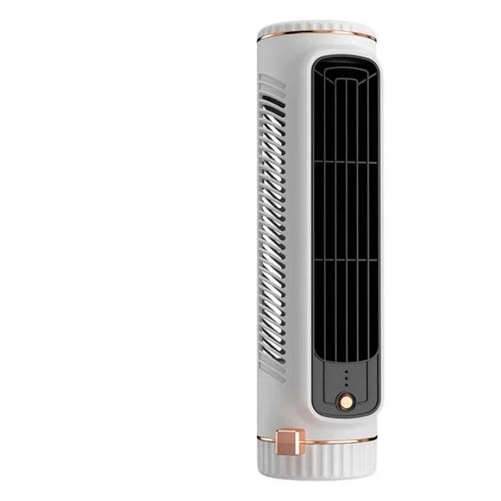 Moderne bladloze torenventilator (wit), compacte USB ventilator voor stille en persoonlijke koeling.
