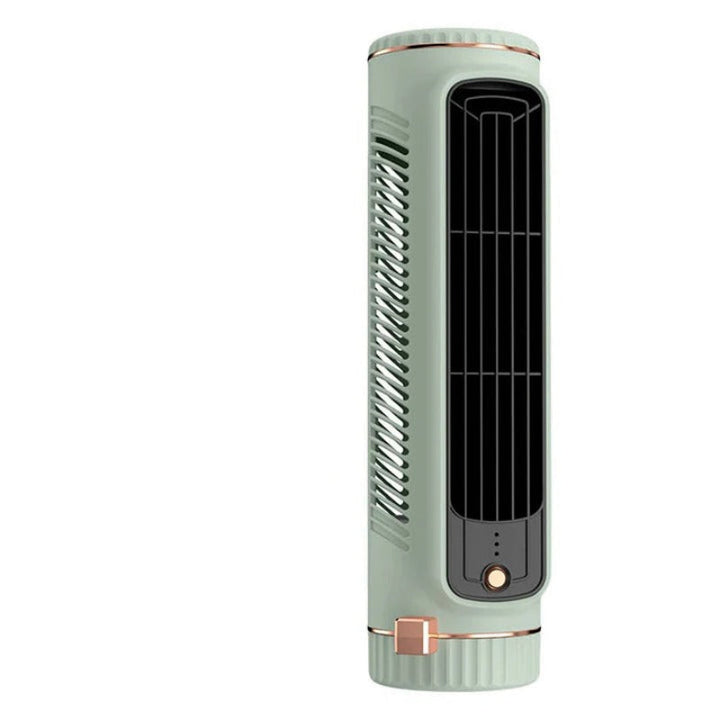 Stijlvolle bladloze torenventilator in wit met USB aansluiting, compacte en energiezuinige persoonlijke koeling.