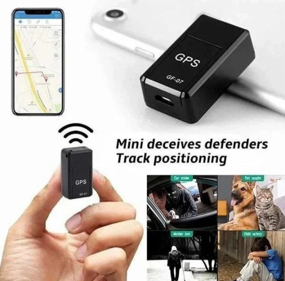 "Compacte zwarte magnetische mini GPS tracker voor onopvallende beveiliging met wereldwijde dekking, eenvoudig te bevestigen.